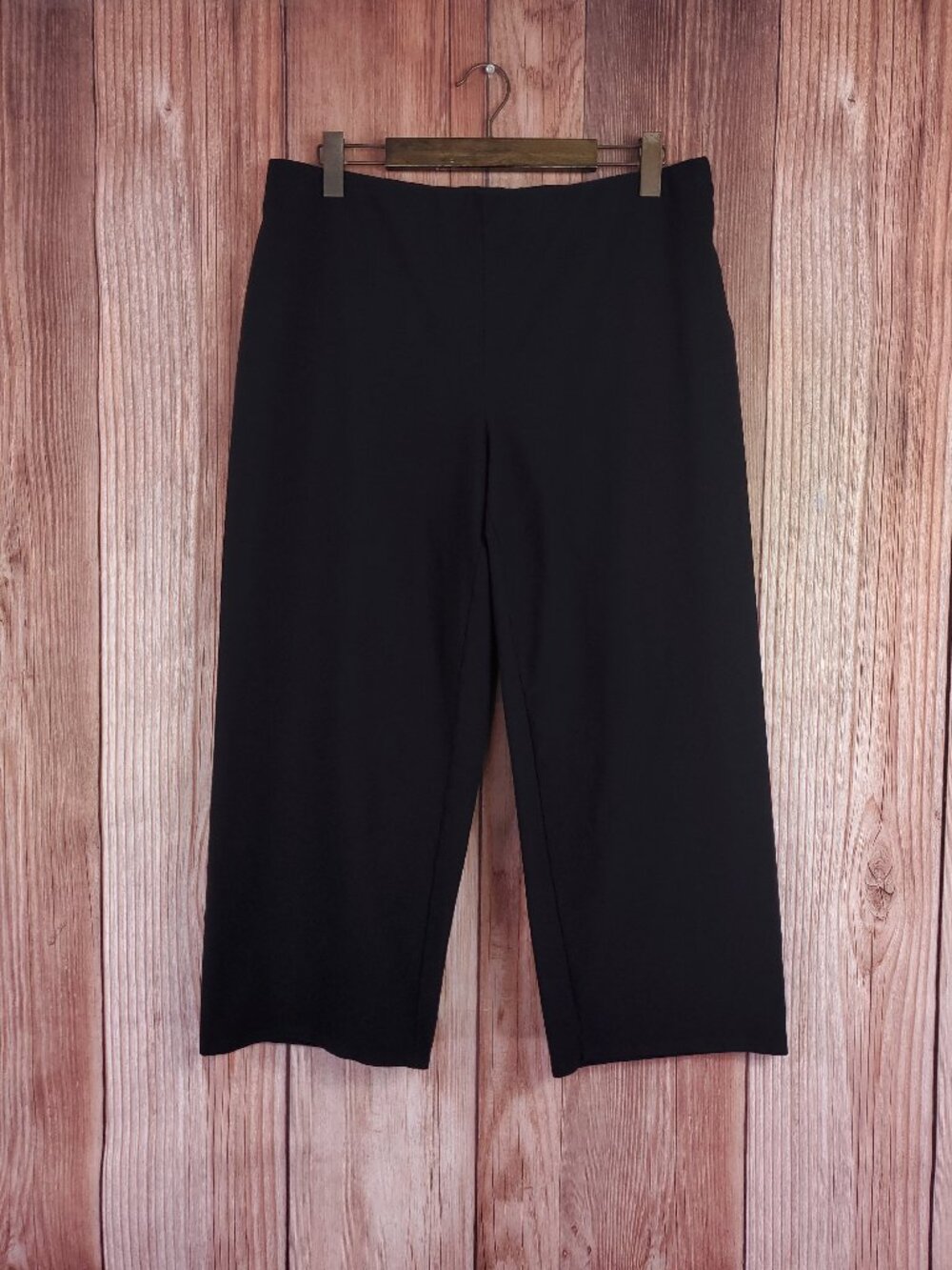 *FLAW* Eileen Fisher Ankle Pants Womens XL Pull On Stretch Viscose Blend Black